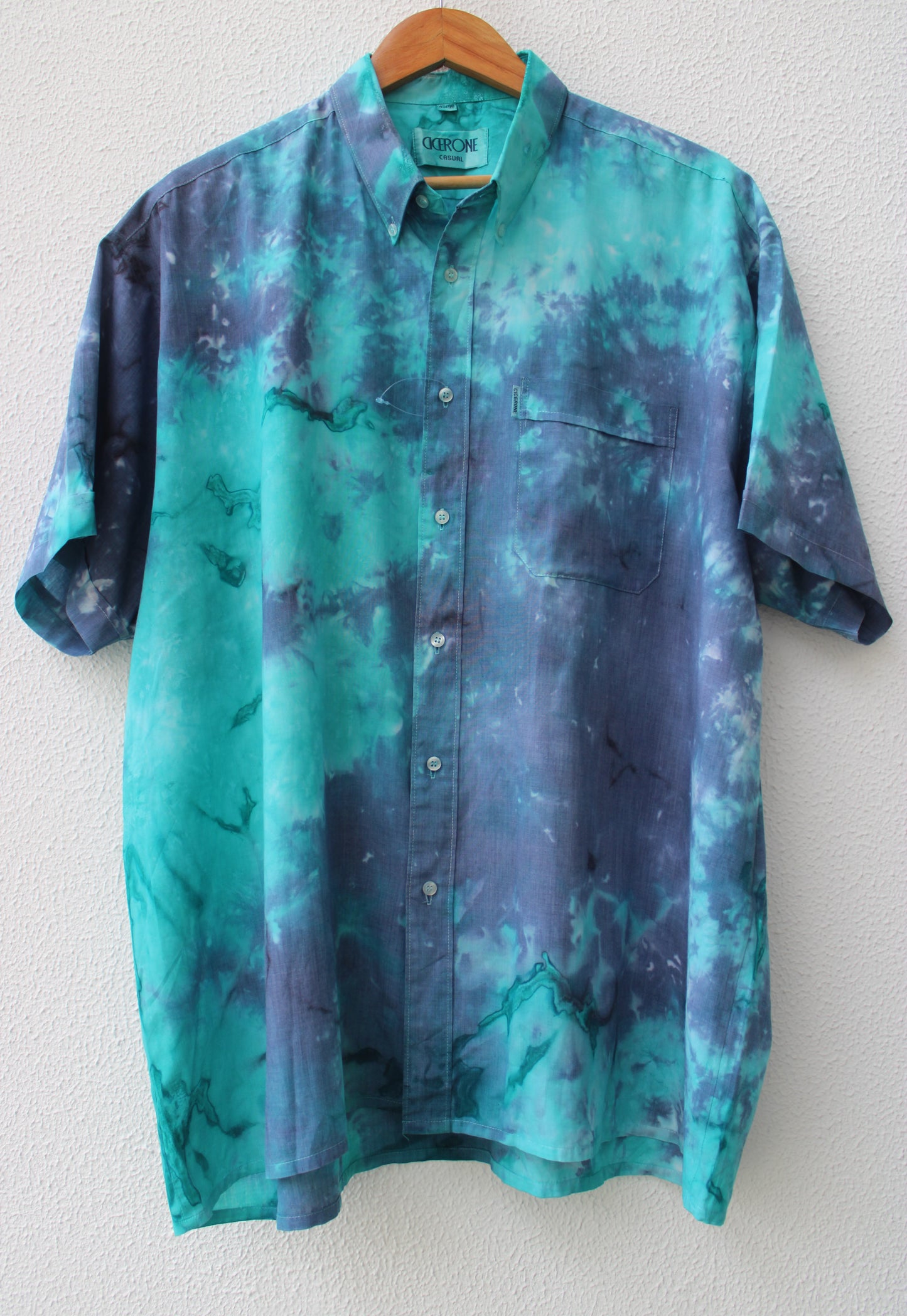 Teal and Indigo Tie Dye shirt